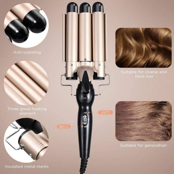 Buclera rizadora de pelo con 3 barriles - Imagen 2
