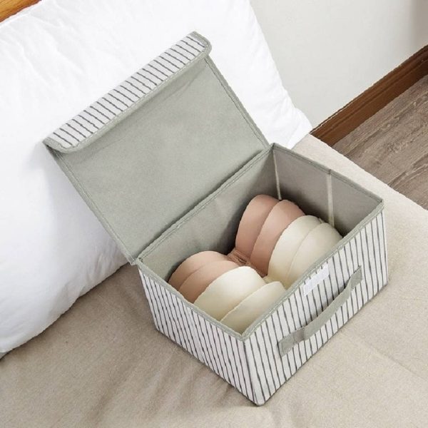 Caja de almacenamiento de tela con tapa