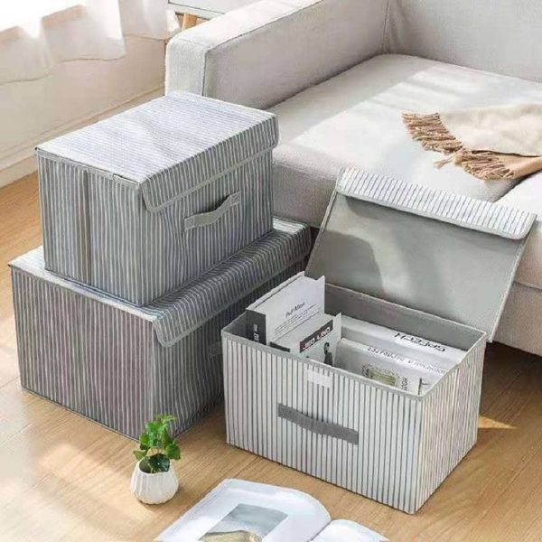 Caja de almacenamiento de tela con tapa - Imagen 4