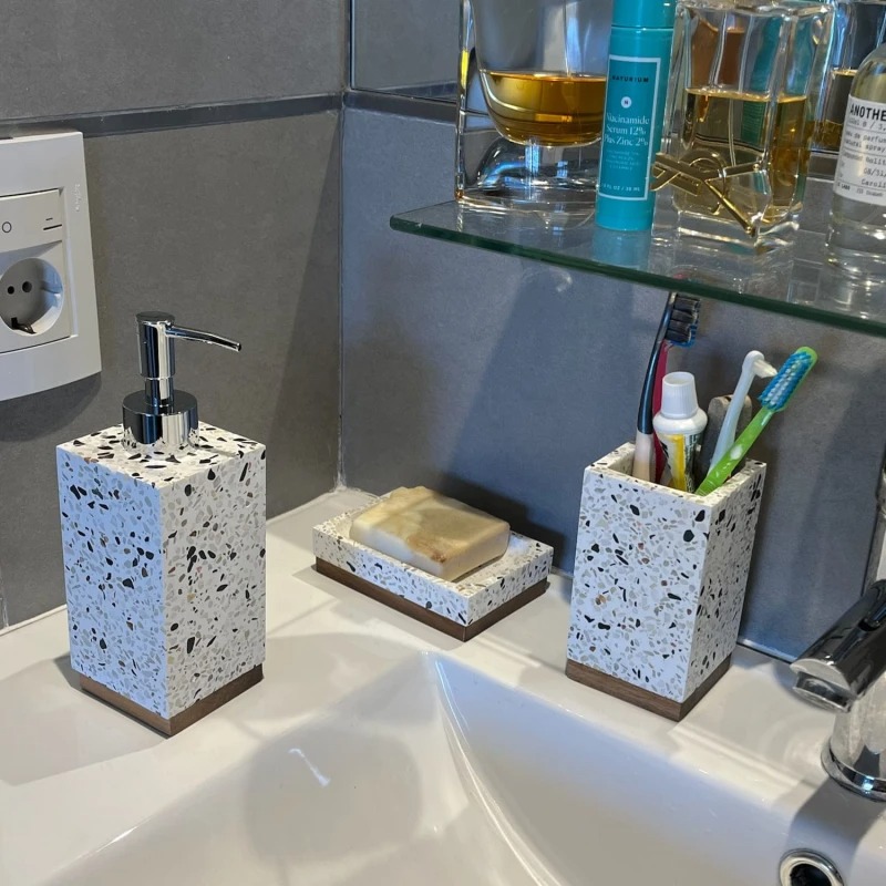 Dispensador de jabón rectangular terrazo - Imagen 4