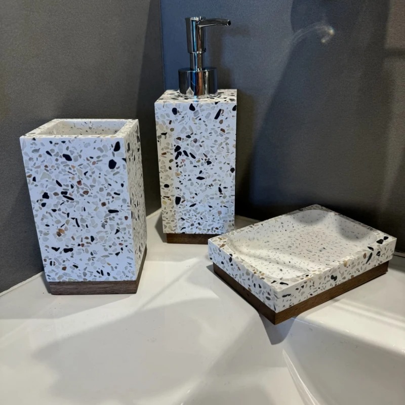 Dispensador de jabón rectangular terrazo - Imagen 3