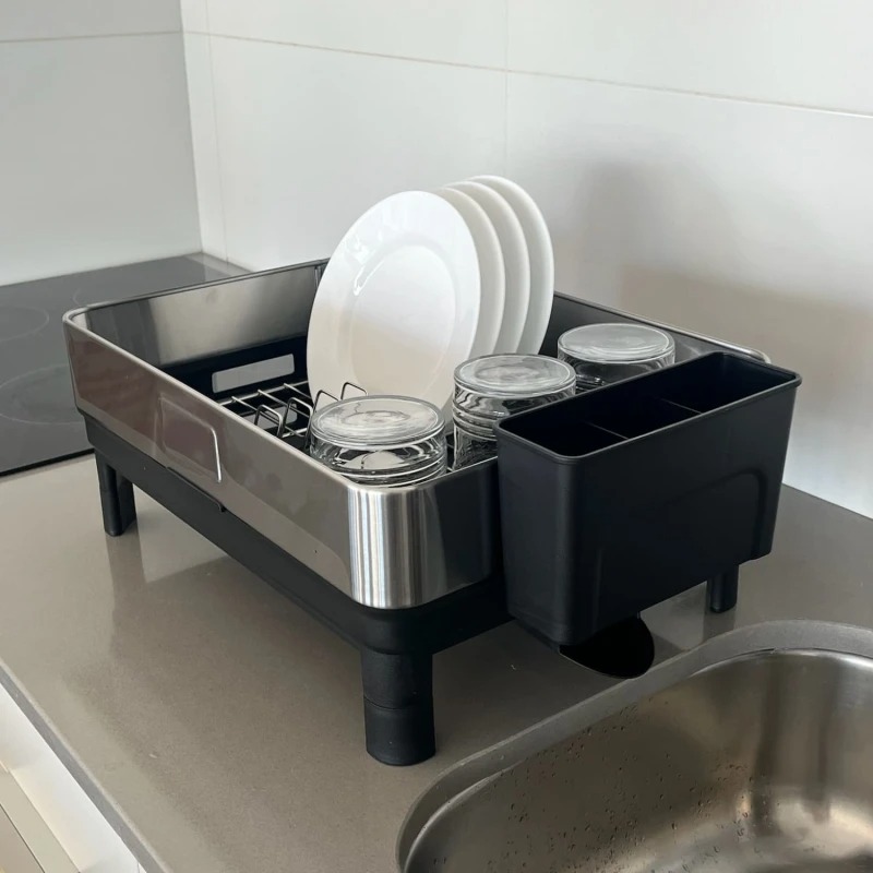 Escurridor seca platos de acero inoxidable con bandeja