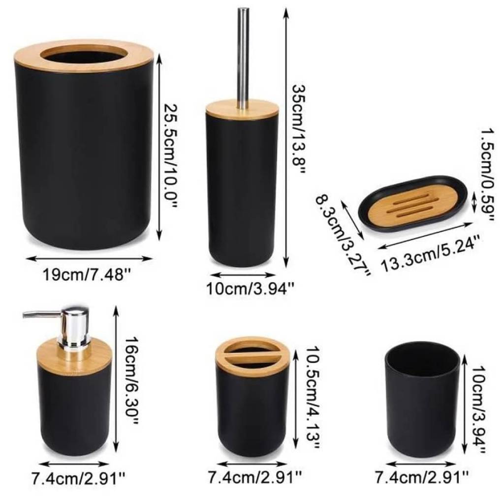 Juego de Accesorios para Baño 6 Piezas Bambú N - Imagen 9