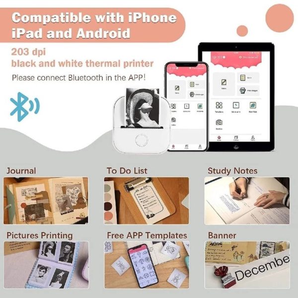 Mini impresora etiquetadora térmica portátil T02 - Imagen 6