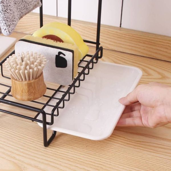 Organizador de Fregadero Soporte para Esponja y Trapos con Bandeja de Drenaje - Imagen 2