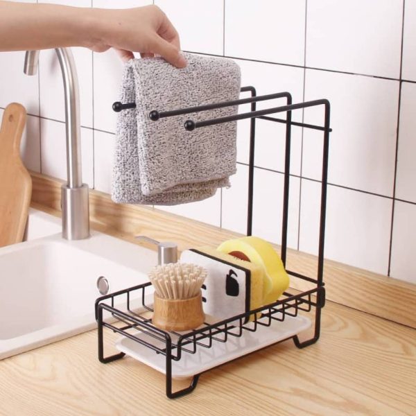 Organizador de Fregadero Soporte para Esponja y Trapos con Bandeja de Drenaje - Imagen 3