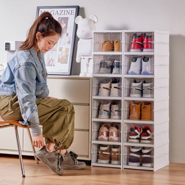 Zapatero plegable organizador de zapatos con tapas y puertas 6 niveles - Imagen 5