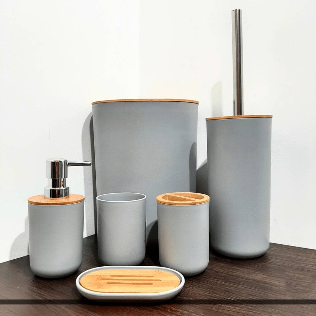 Juego de Accesorios para Baño 6 Piezas Bambú N - Imagen 4