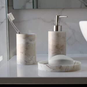 Vaso porta cepillo de dientes circular diseño mármol