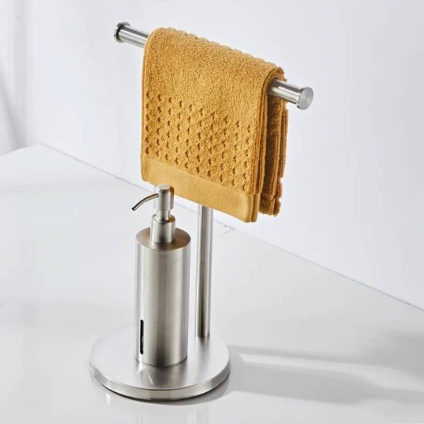 Dispensador De Jabón Acero Inoxidable Con Toallero - Imagen 2