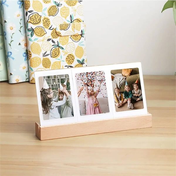 Porta Para Fotos De Madera 3 En 1 Con Luz Led Decoración - Imagen 3