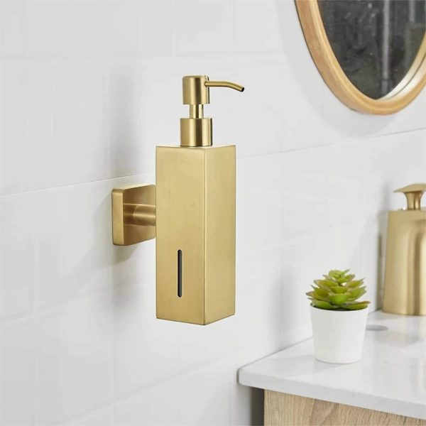 Dispensador De Jabon Rectangular Manual Acero Inoxidable - Imagen 3