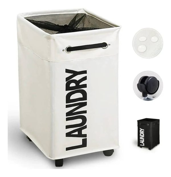 Cesto Para Ropa Sucia Ruedas Canasto Lavadero Movil Laundry - Imagen 4