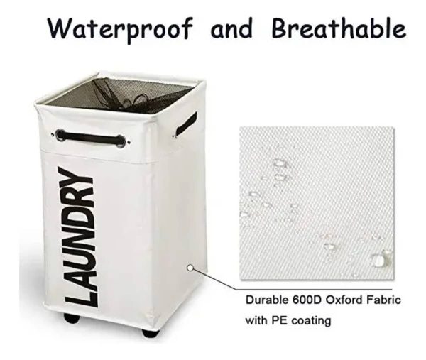 Cesto Para Ropa Sucia Ruedas Canasto Lavadero Movil Laundry - Imagen 6