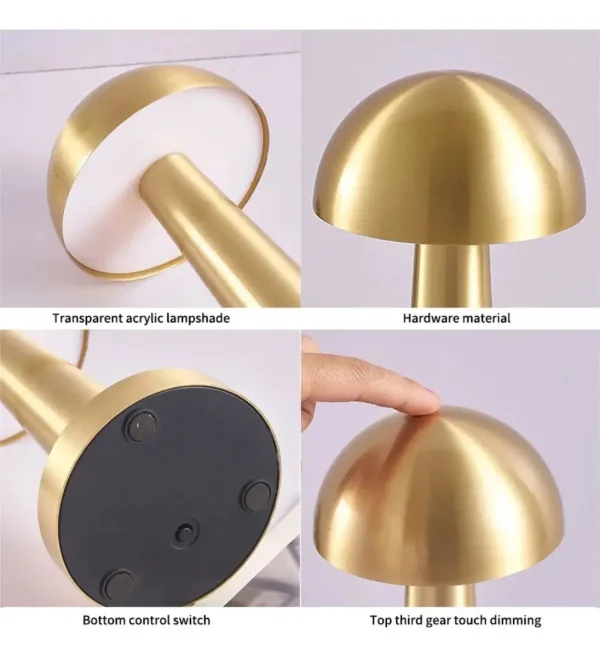 Lámpara De Mesa Portátil Recargable Usb Metalica Domus - Imagen 4