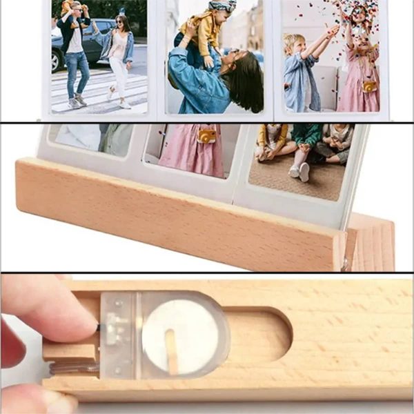Porta Para Fotos De Madera 3 En 1 Con Luz Led Decoración - Imagen 5