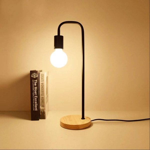 Lampara De Escritorio Nórdica En Metal Y Madera – Retro - Imagen 2