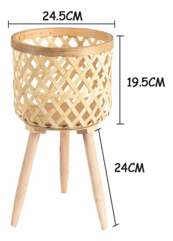 Porta Macetas Deco Estilo Boho Fabricado En Bambu - Imagen 9