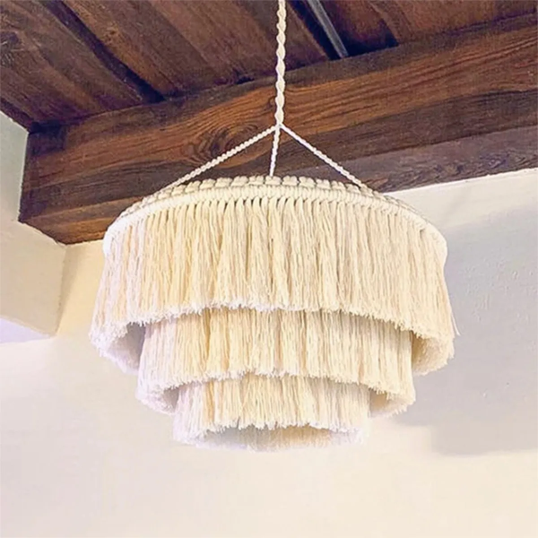 Pantalla Lampara Colgante De Techo Macrame Decoración