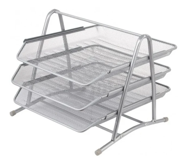 Organizador Set Escritorio De Metal Bandeja Triple