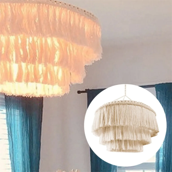 Pantalla Lampara Colgante De Techo Macrame Decoración - Imagen 5
