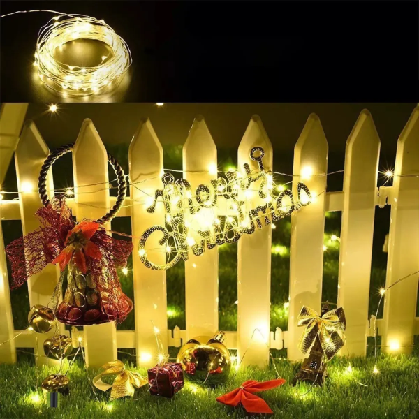Guirnalda Guía 100 Mini Luces Led Luciérnagas Solar Navidad - Imagen 4