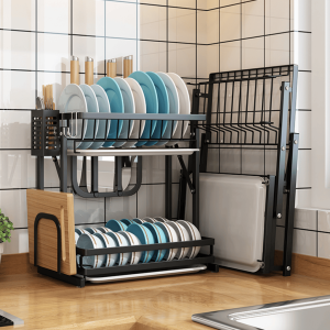 Seca Platos Escurridor Plegable Acero Inoxidable 2 Niveles
