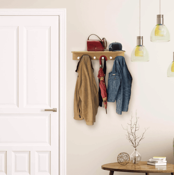 Estante perchero de pared bambú