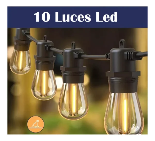 Guirnalda Para Exteriores 10 Luces Led Vintage - Imagen 2