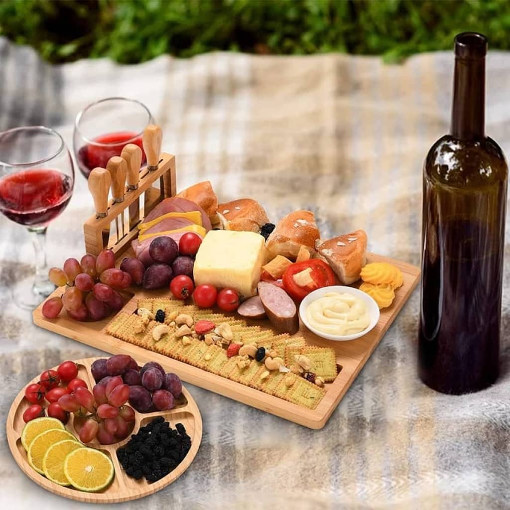 Tabla picadas madera bamboo y kit cuchillos - Imagen 7