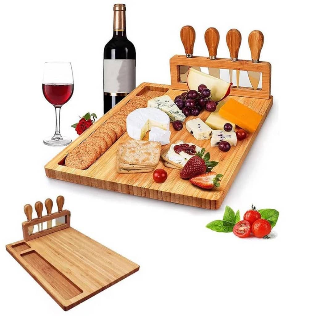 Tabla picadas madera bamboo y kit cuchillos - Imagen 9