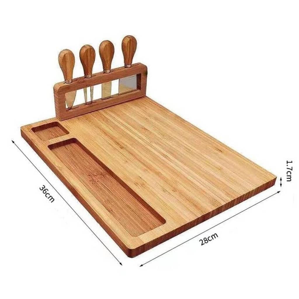 Tabla picadas madera bamboo y kit cuchillos - Imagen 13