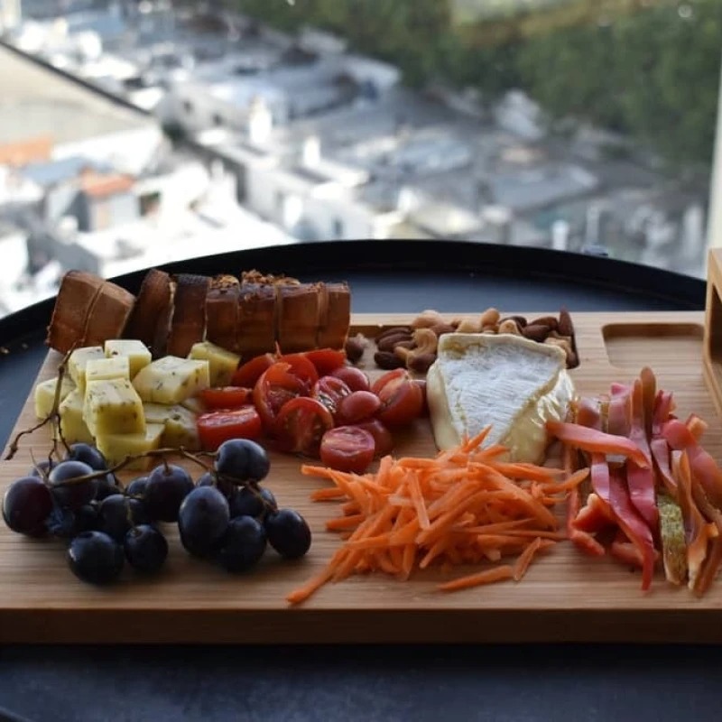 Tabla picadas madera bamboo y kit cuchillos - Imagen 2