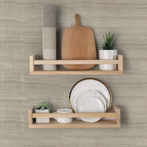Estante repisa y toallero de pared bambú - Imagen 5