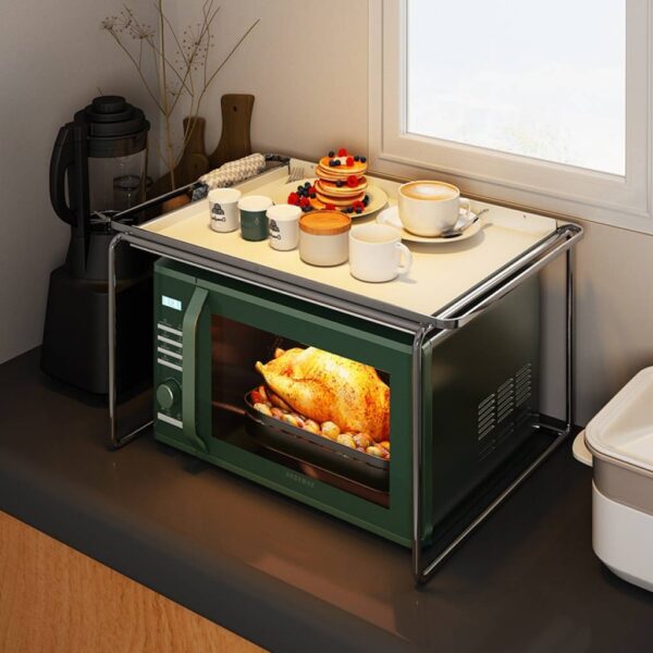 Estante organizador multifunción para microondas con bandeja extraíble - Imagen 4