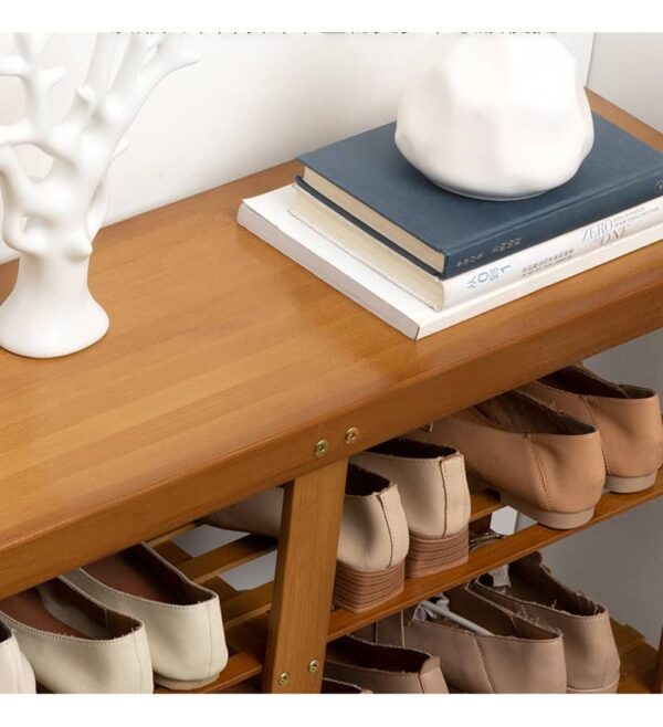 Zapatero Con Asiento Dos Estantes Organizador Zapatos - Imagen 3