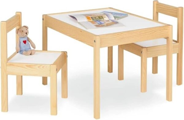 Juego De Mesa Y Dos Sillas Para Niños De Madera Básicas - Imagen 2