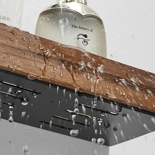 Estante De Almacenamiento Para Baño De Pared Con Madera - Imagen 2