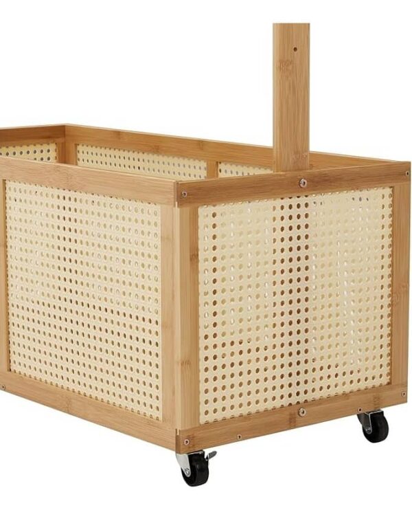 Perchero Con Baúl De Madera Multifunción Móvil Con Ruedas - Imagen 5
