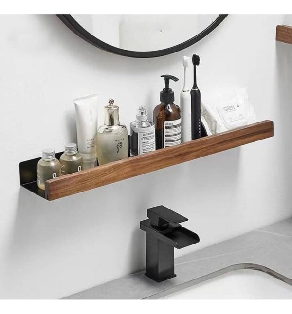 Estante De Almacenamiento Para Baño De Pared Con Madera
