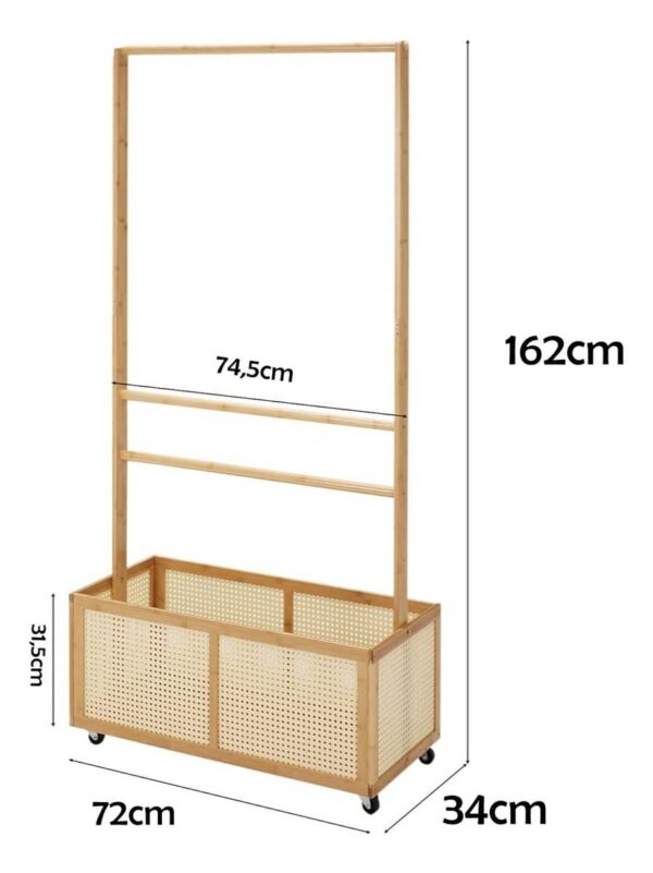 Perchero Con Baúl De Madera Multifunción Móvil Con Ruedas - Imagen 6