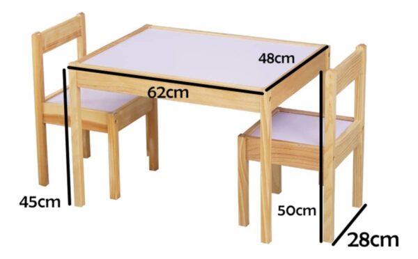 Juego De Mesa Y Dos Sillas Para Niños De Madera Básicas - Imagen 4