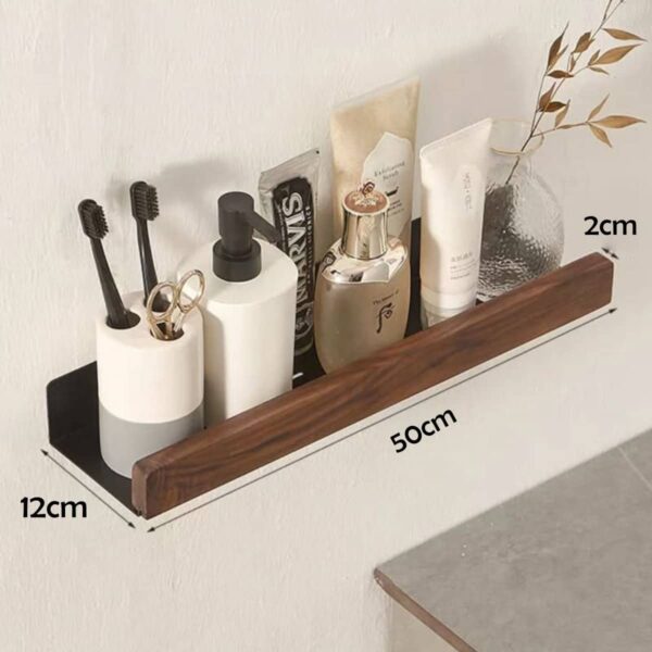 Estante De Almacenamiento Para Baño De Pared Con Madera - Imagen 4