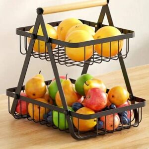 Canasto Organizador De Frutas Y Verduras 2 Niveles Metal