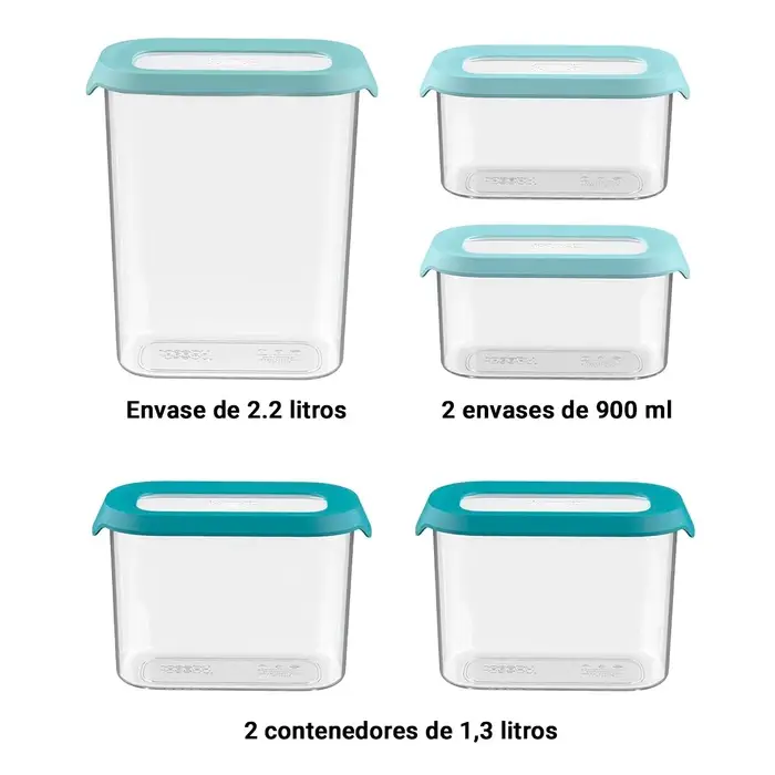Set De 5 Recipientes Tuppers Apilables Organizadores - Imagen 3