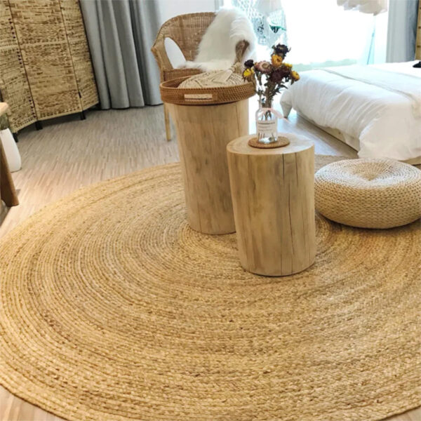 Alfombra Redonda De Rattan Sala De Estar Dormitorio - Imagen 6