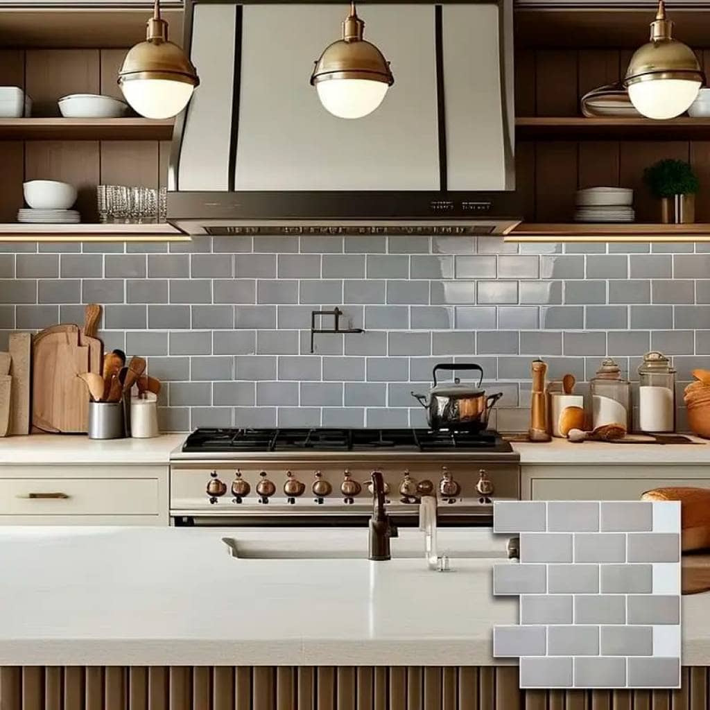 Azulejos adhesivos para cocina baño diseño ladrillo 10uds - Imagen 7