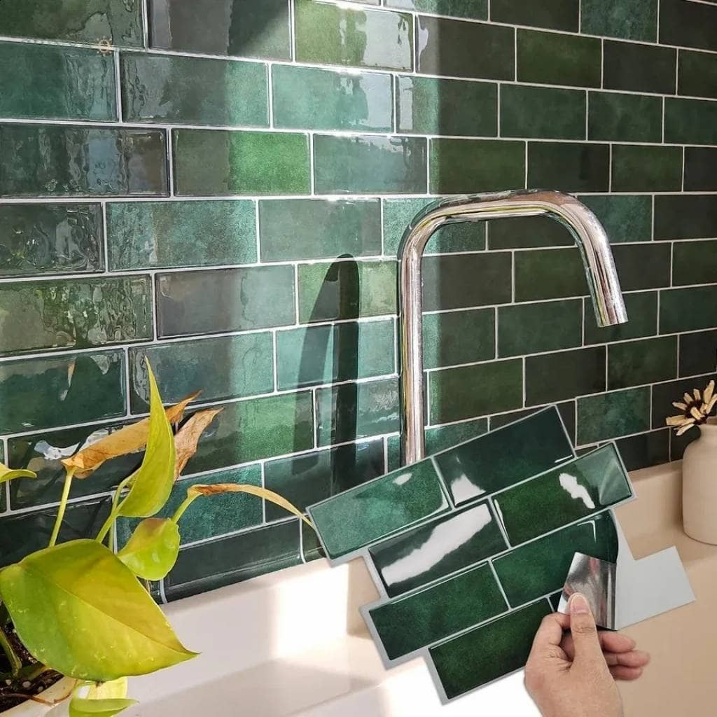 Azulejos adhesivos para cocina baño diseño ladrillo 10uds