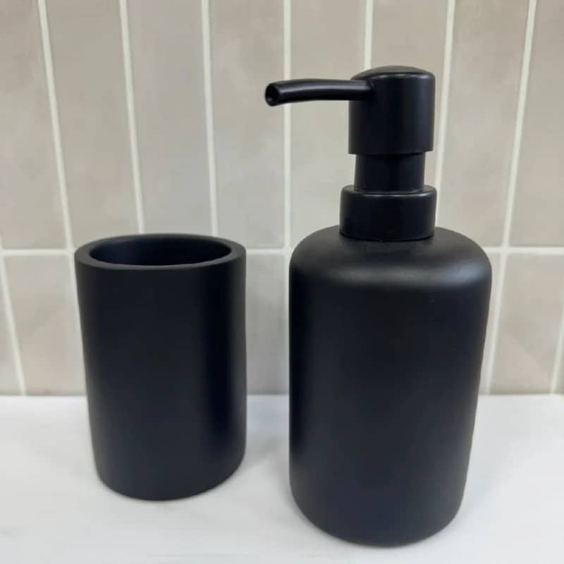 Vaso porta cepillo de dientes accesorio para baño negro mate - Imagen 2