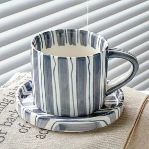Taza de cerámica rayas azules 380ml